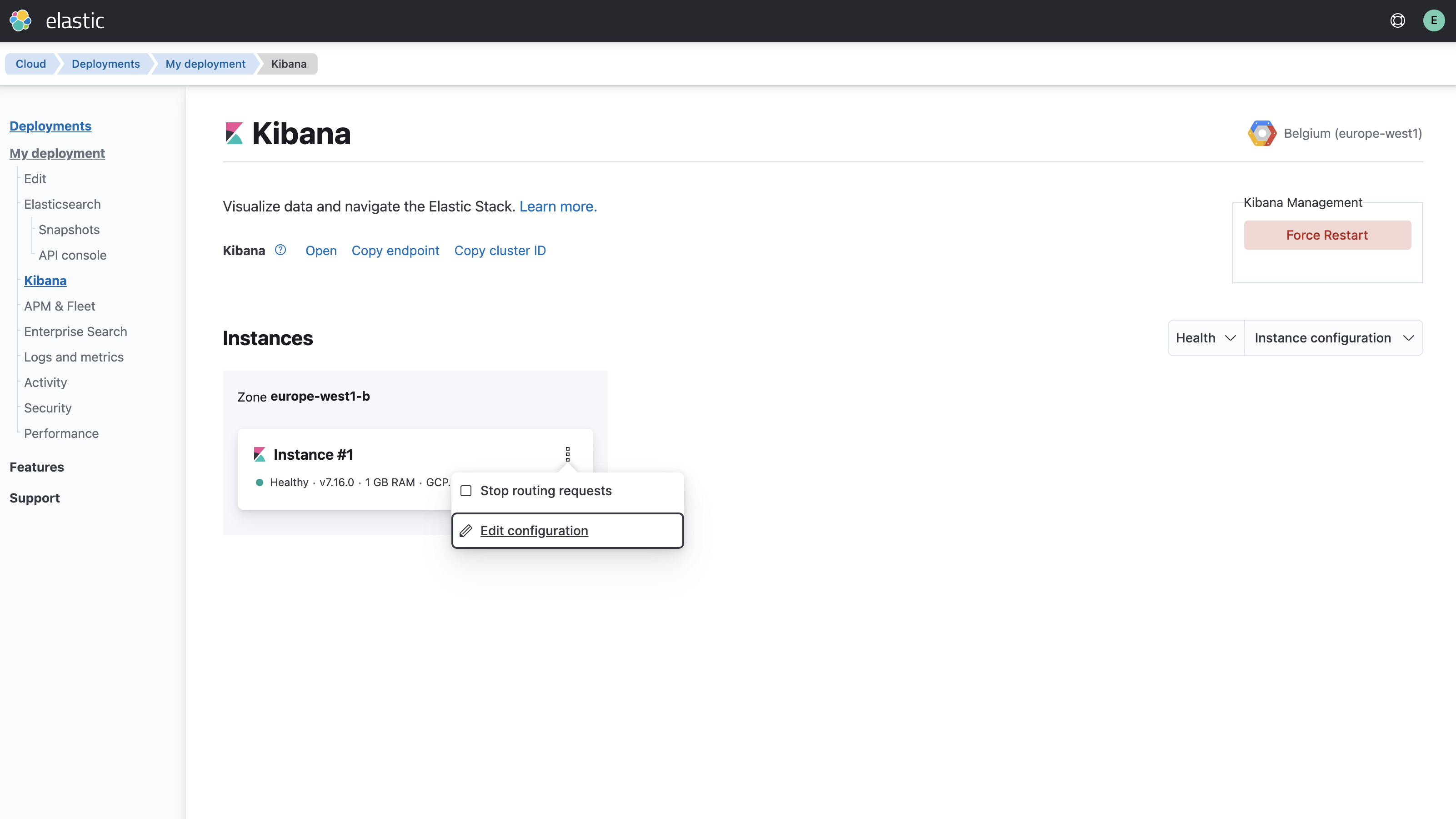Edit Kibana config